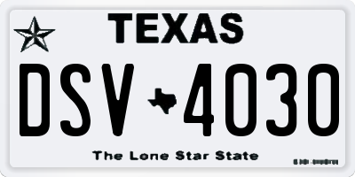 TX license plate DSV4030