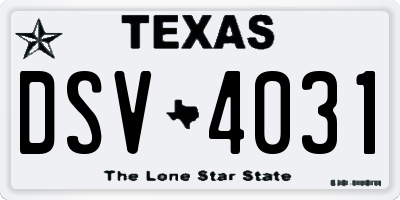 TX license plate DSV4031