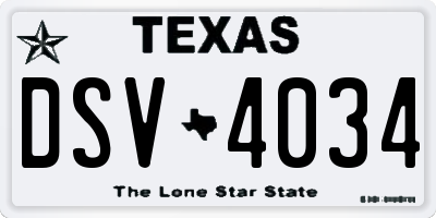 TX license plate DSV4034