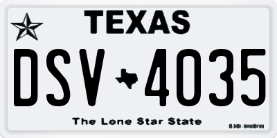TX license plate DSV4035