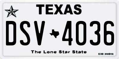 TX license plate DSV4036