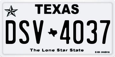 TX license plate DSV4037
