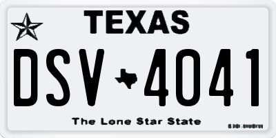 TX license plate DSV4041
