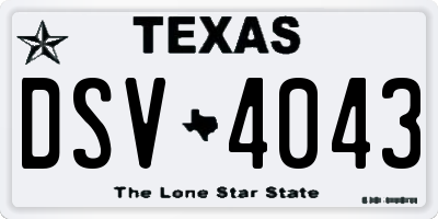 TX license plate DSV4043
