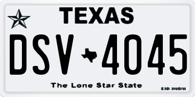TX license plate DSV4045