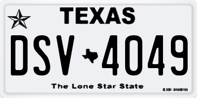 TX license plate DSV4049