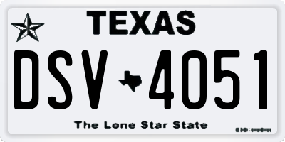 TX license plate DSV4051