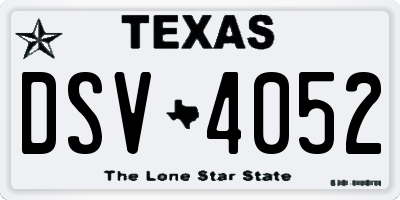 TX license plate DSV4052