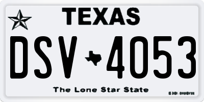 TX license plate DSV4053