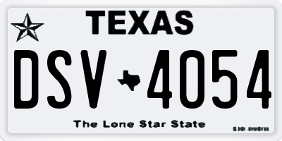 TX license plate DSV4054