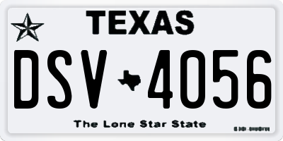 TX license plate DSV4056