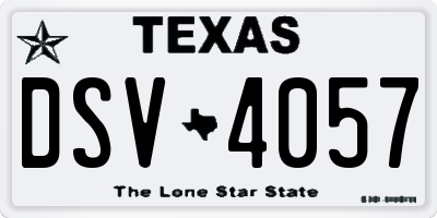 TX license plate DSV4057