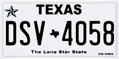 TX license plate DSV4058