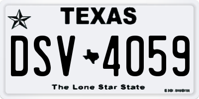 TX license plate DSV4059