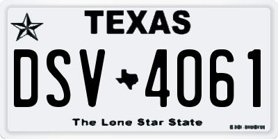 TX license plate DSV4061