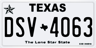 TX license plate DSV4063