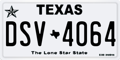 TX license plate DSV4064