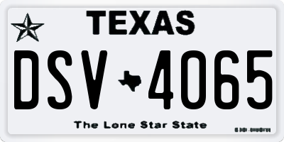TX license plate DSV4065