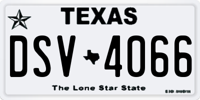 TX license plate DSV4066