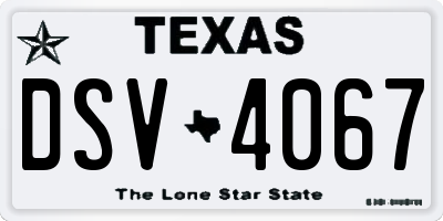 TX license plate DSV4067
