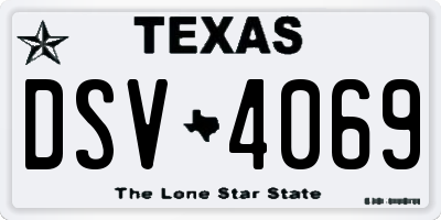 TX license plate DSV4069