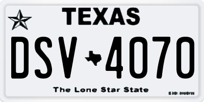 TX license plate DSV4070
