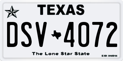 TX license plate DSV4072