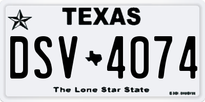 TX license plate DSV4074