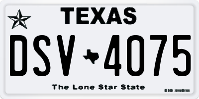 TX license plate DSV4075