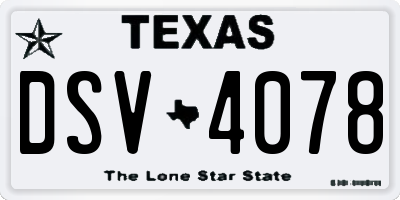 TX license plate DSV4078