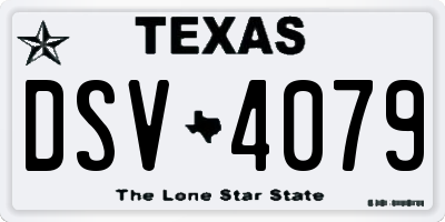 TX license plate DSV4079