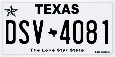 TX license plate DSV4081