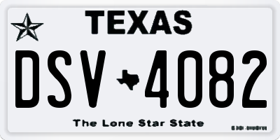 TX license plate DSV4082