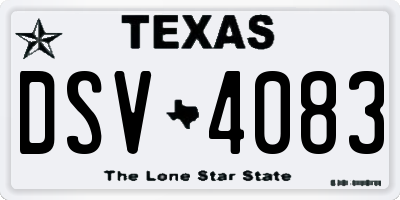 TX license plate DSV4083