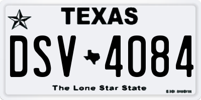 TX license plate DSV4084