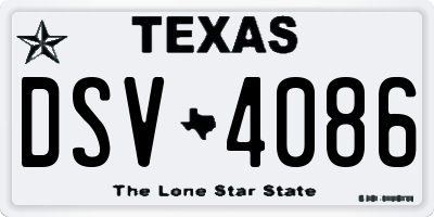 TX license plate DSV4086