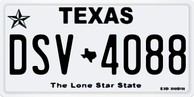 TX license plate DSV4088