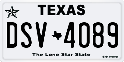 TX license plate DSV4089