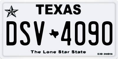 TX license plate DSV4090