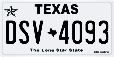 TX license plate DSV4093