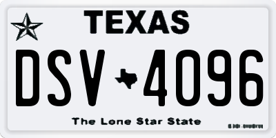 TX license plate DSV4096