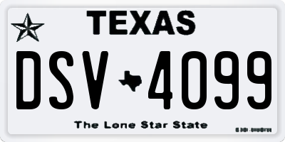 TX license plate DSV4099