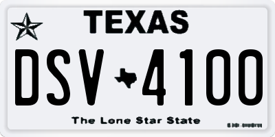 TX license plate DSV4100