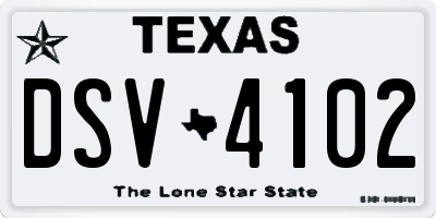 TX license plate DSV4102
