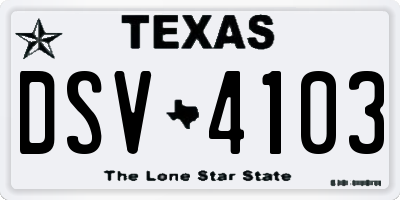 TX license plate DSV4103