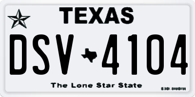 TX license plate DSV4104