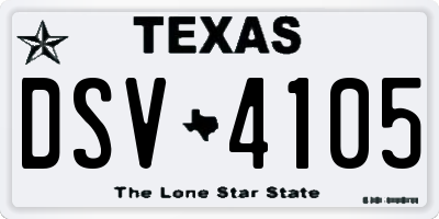 TX license plate DSV4105