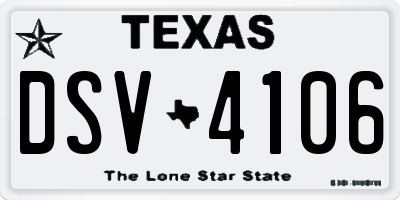 TX license plate DSV4106