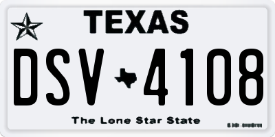 TX license plate DSV4108