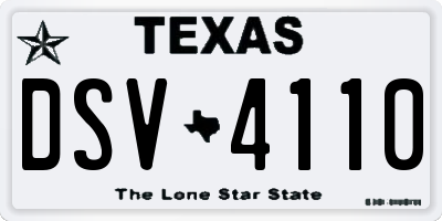 TX license plate DSV4110
